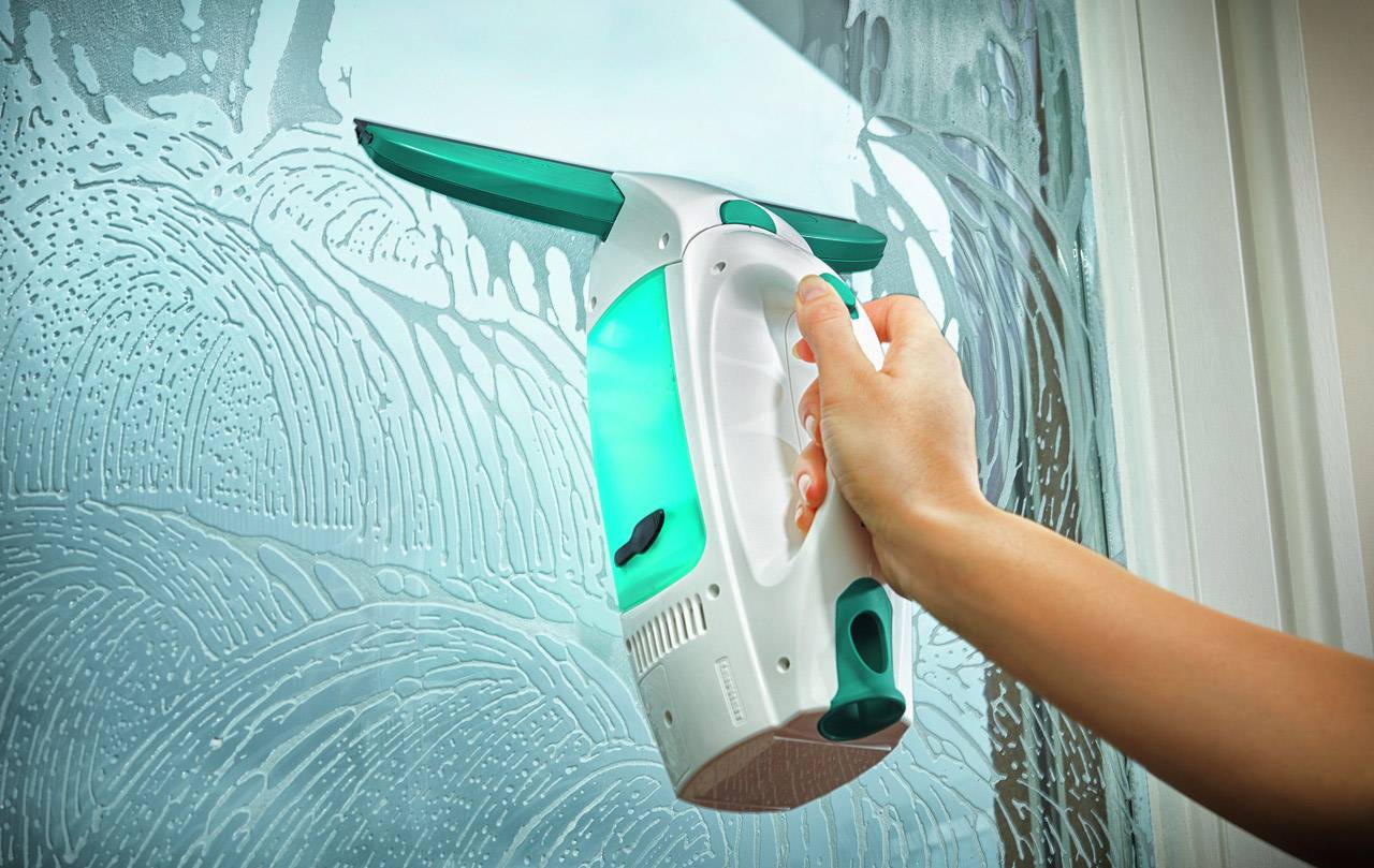 Leifheit Dry&Clean mit Stiel Fenstersauger Weiß, Grün