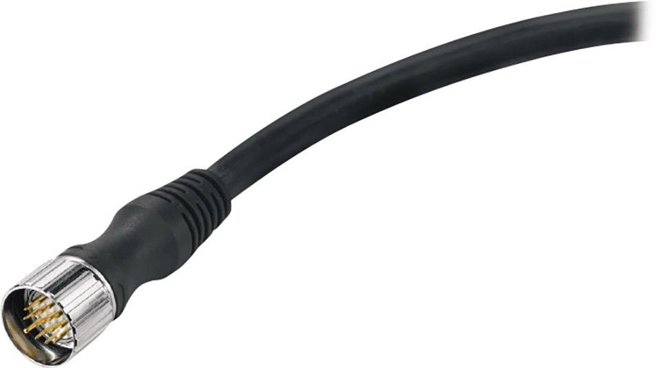Schwarzes Kabel mit neunpoligem Stecker, geeignet für technische Verbindungen.