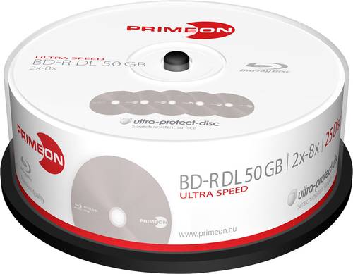 Primeon 2761318 Blu-ray BD-R DL Rohling 50GB 25 St. Spindel Antikratzbeschichtung