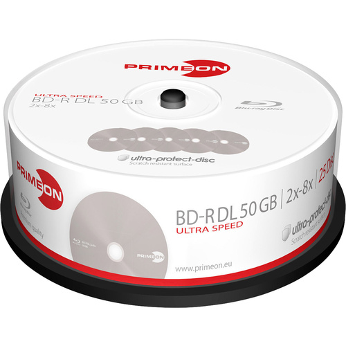 Primeon 2761318 Blu-ray BD-R DL vierge 50 GB 25 pc(s) tour revêtement anti-rayure