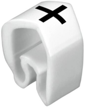 Weiße Kunststoffhalterung mit schwarzem 'X' darauf.