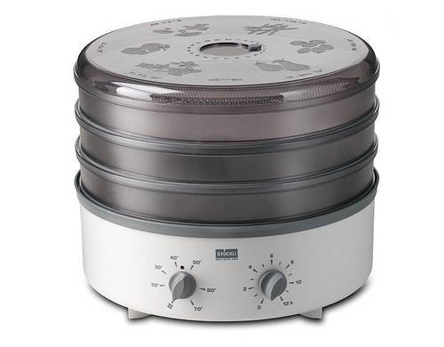 STÖCKLI Dörrgerät mit Timer und Metallgitter 0076.70M Dörrautomat Grau, Weiß