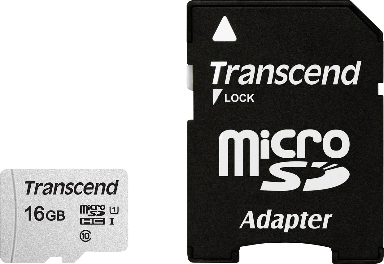 Transcend Premium 300S microSDHC-Karte 16 GB Class 10, UHS-I, UHS-Class 1 inkl. SD-Adapter