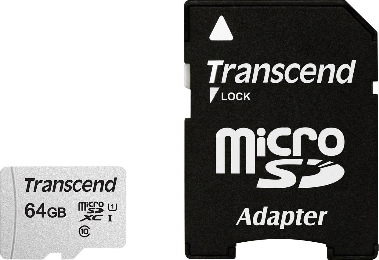 Transcend Premium 300S microSDXC-Karte 64 GB Class 10, UHS-I, UHS-Class 1 inkl. SD-Adapter