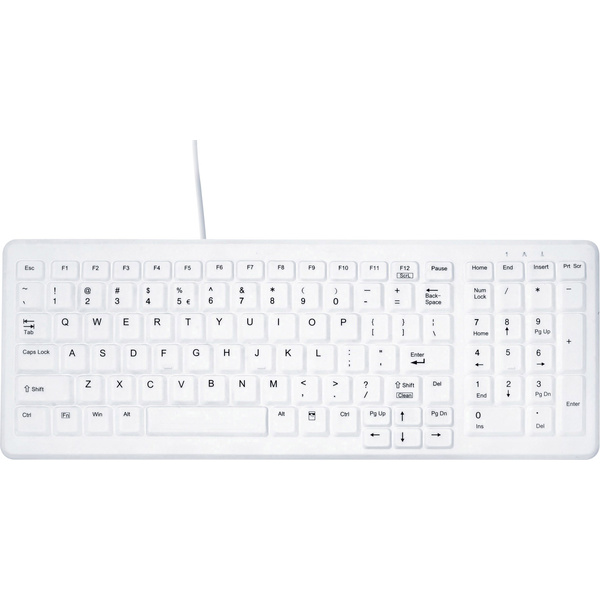Active Key AK-C7000F Medical Key Funk Hygiene-Tastatur Deutsch, QWERTZ, Windows® Weiß Silikonmembran, Geeignet