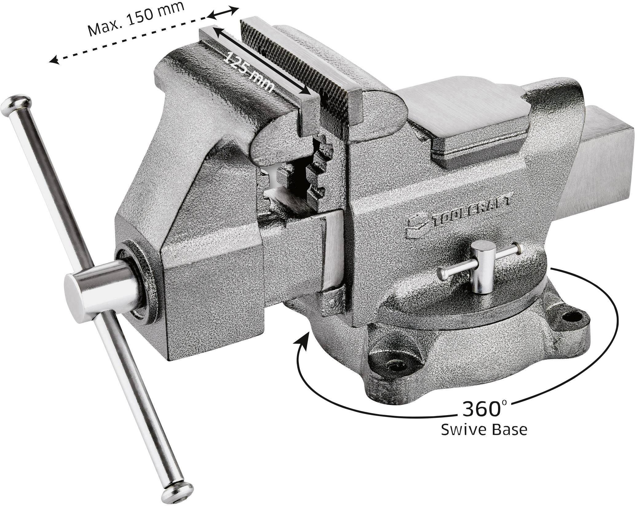 TOOLCRAFT TO-5342457 Schraubstockfuß TO-5342457 Backenbreite: 125mm Spann-Weite (max.): 150mm