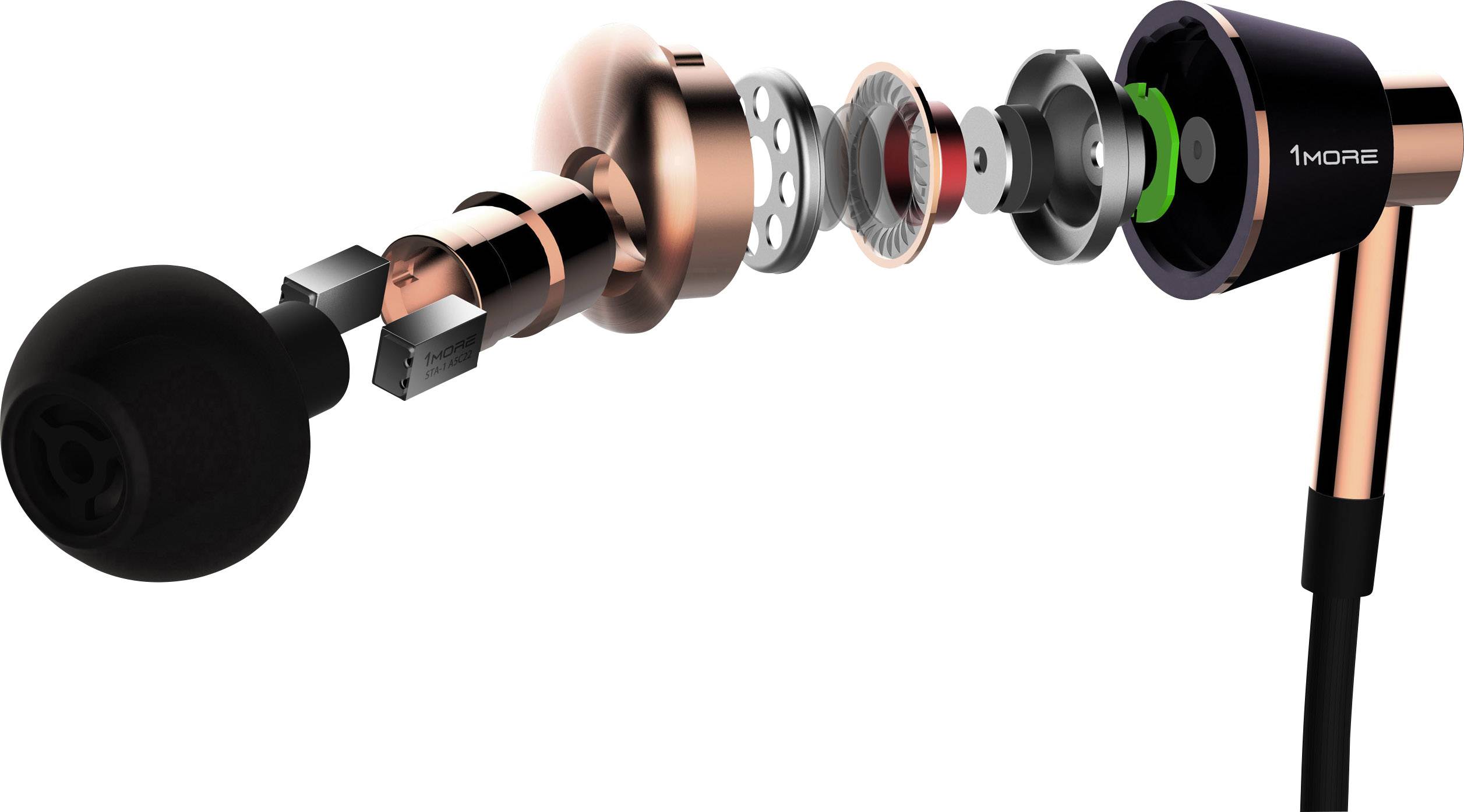 1more E1001 Triple Driver HiFi In Ear Kopfhörer In Ear Headset Gold