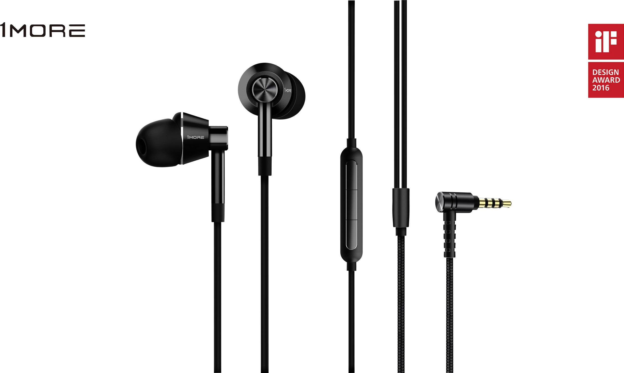 1more E1017 Dual Driver HiFi In Ear Headset, High-Resolution Audio Schwarz