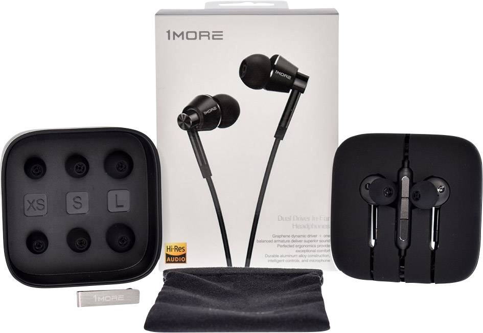 1more E1017 Dual Driver HiFi In Ear Headset, High-Resolution Audio Schwarz