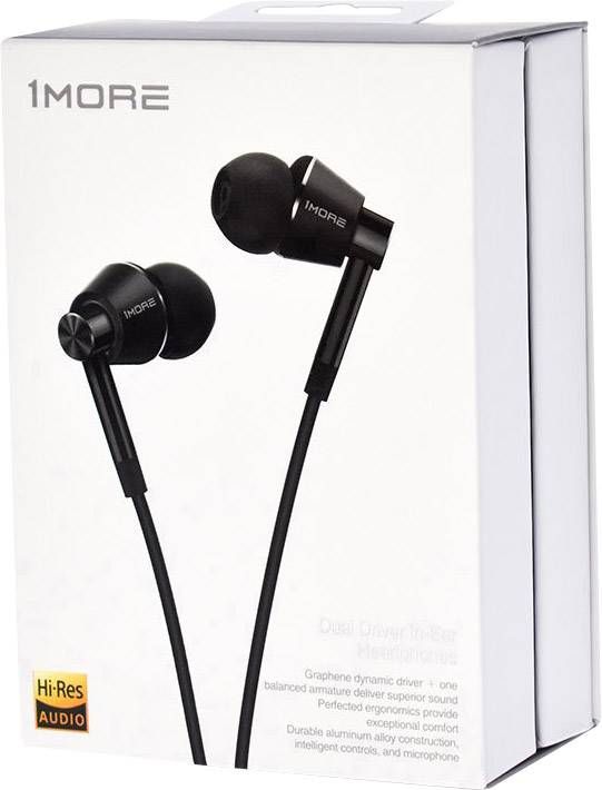 1more E1017 Dual Driver HiFi In Ear Headset, High-Resolution Audio Schwarz