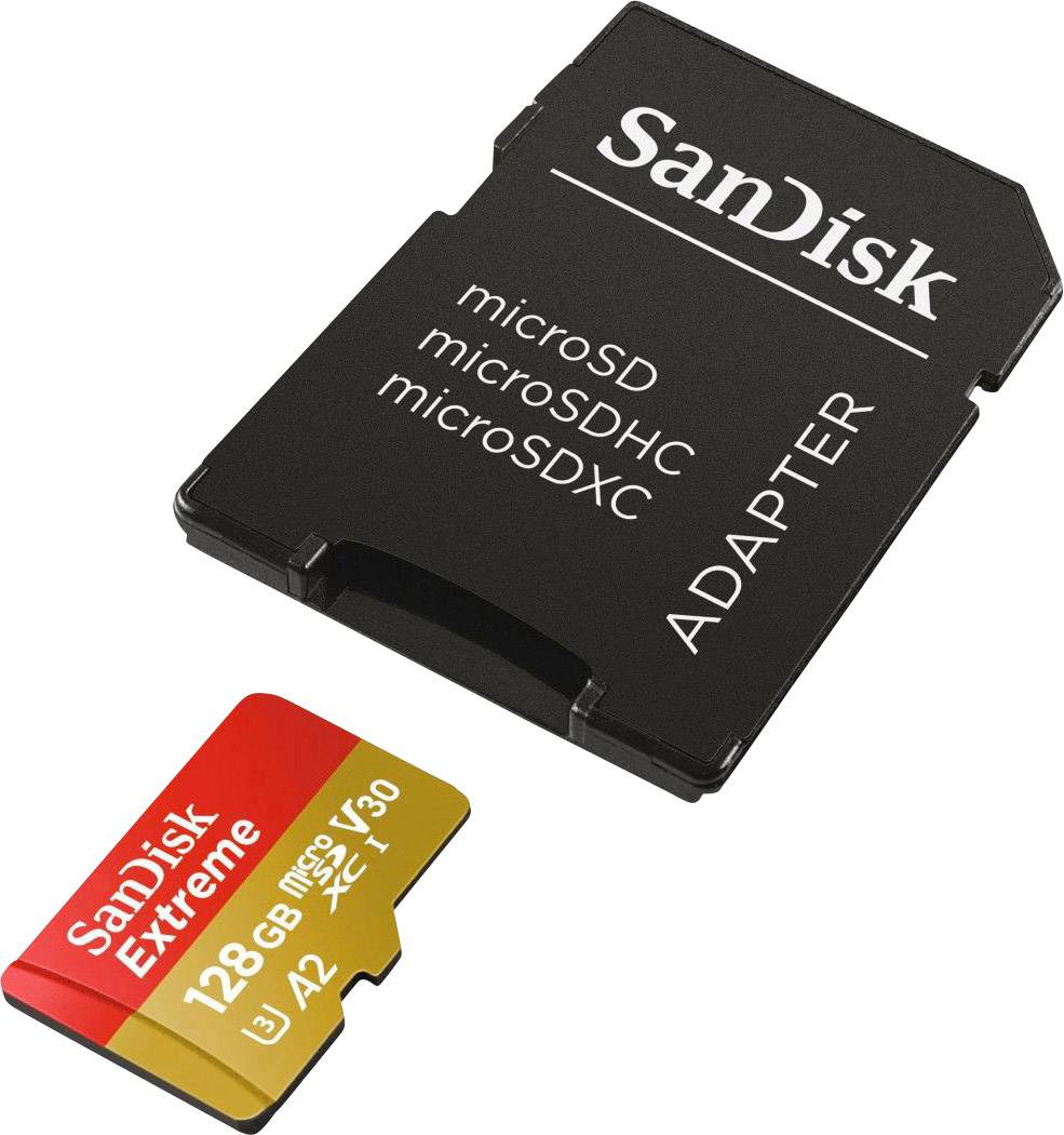 SanDisk Extreme™ microSDXC-Karte 128 GB Class 10, UHS-I, UHS-Class 3, v30 Video Speed Class A2-Leis