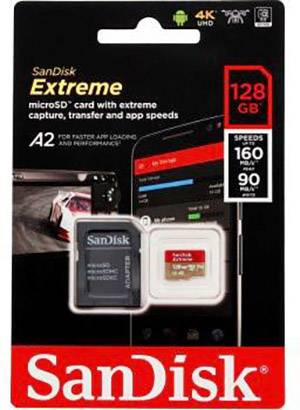 SanDisk Extreme™ microSDXC-Karte 128GB Class 10, UHS-I, UHS-Class 3, v30 Video Speed Class A2-Leistungsstandard