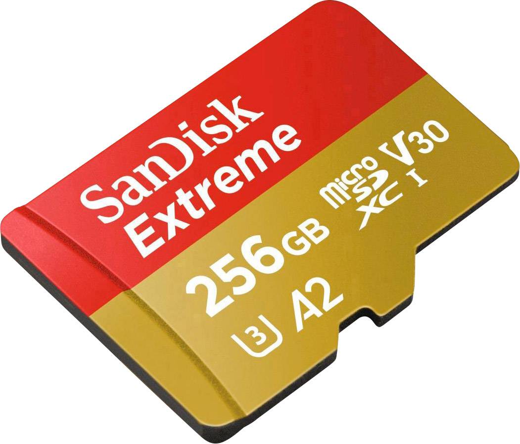 SanDisk Extreme™ microSDXC-Karte 256 GB Class 10, UHS-I, UHS-Class 3, v30 Video Speed Class A2-Leistungsstandard