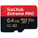 Carte microSDXC SanDisk Extreme Pro® 64 GB Class 10, UHS-I, UHS-Class 3, v30 Video Speed Class Standard de puissance A2