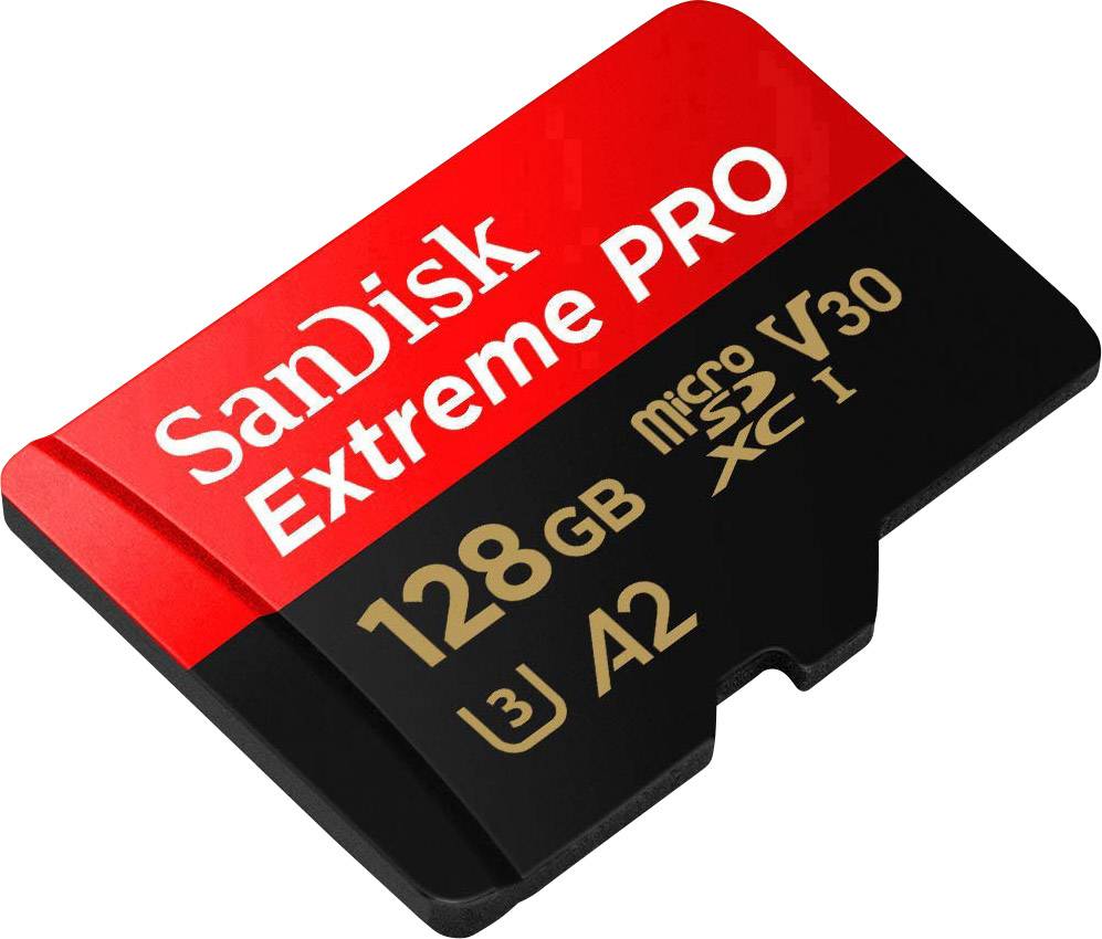 SanDisk Extreme Pro® microSDXC-Karte 128 GB Class 10, UHS-I, UHS-Class 3, v30 Video Speed Class A2-Leistungsstandard