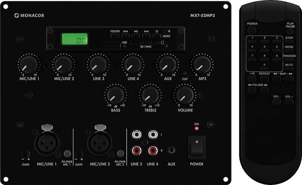 Monacor MXT-52MP3 Konsolen-Mischpult Anzahl Kanäle:6 USB-Anschluss