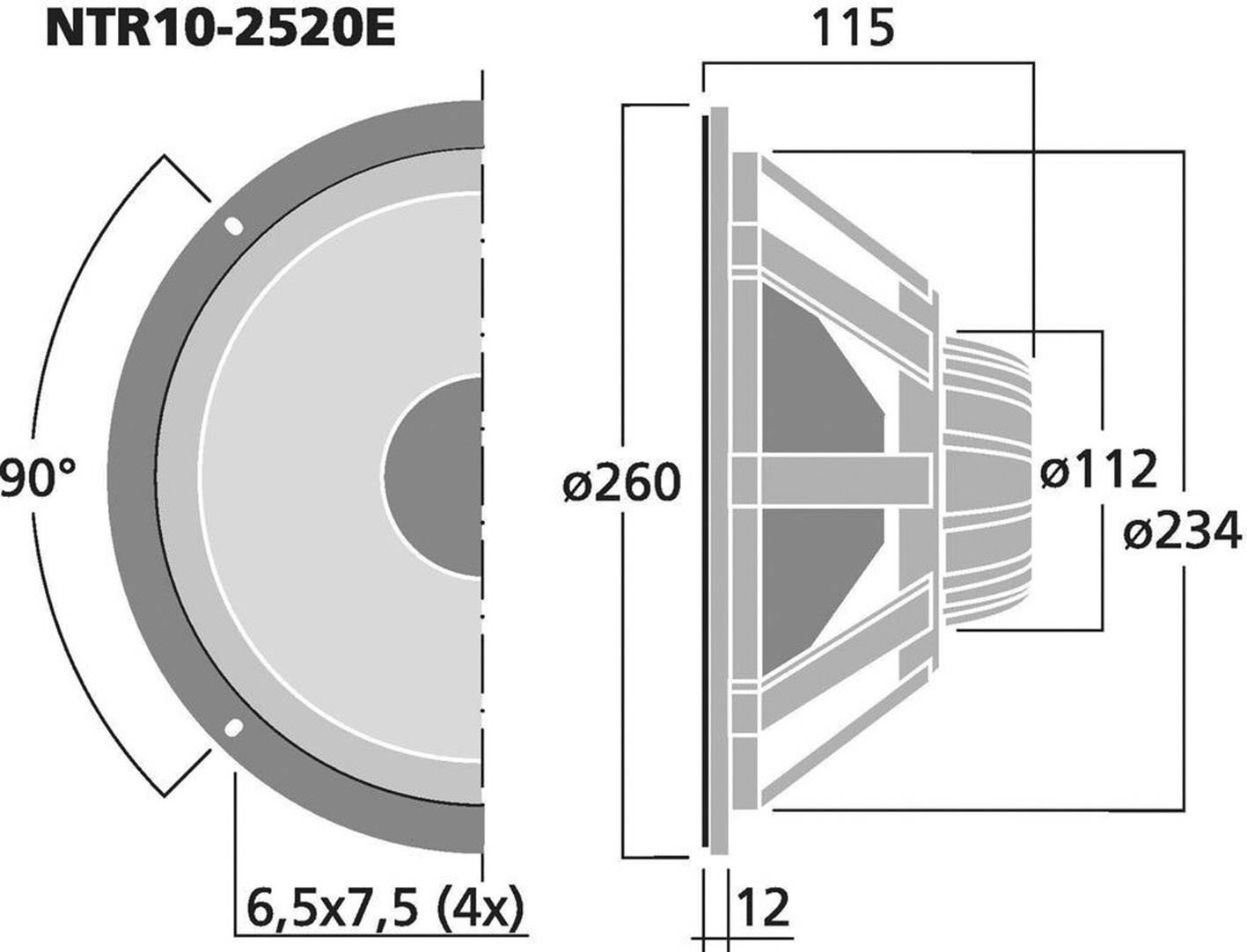Monacor NTR10-2520E 10 Zoll 26cm Mitteltöner 250W 8Ω