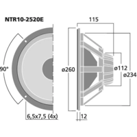 Monacor NTR10-2520E 10 Zoll 26cm Mitteltöner 250W 8Ω Monacor NTR10-2520E 10 Zoll 26cm Mitteltöner 250W 8Ω