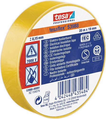 Tesa 53988-00091-00 Isolierband tesa® Professional Gelb (L x B) 20 m x 19 mm