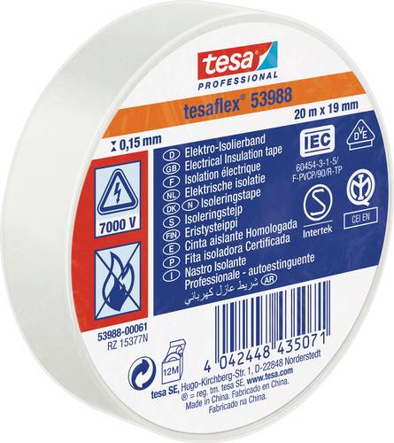 Tesa 53988-00061-00 Isolierband tesa® Professional Weiß (L x B) 20 m x 19 mm