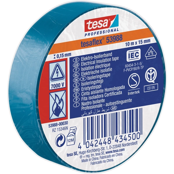 Tesa 53988-00030-00 Isolierband tesa® Professional Blau (L x B) 10m x 15mm Tesa 53988-00030-00 Isolierband tesa® Professional Blau (L x B) 10m x 15mm
