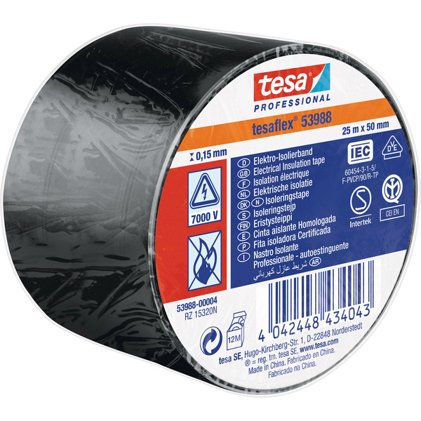 Tesa 53988-00004-00 Isolierband tesa® Professional Schwarz (L x B) 25m x 50mm 1St.
