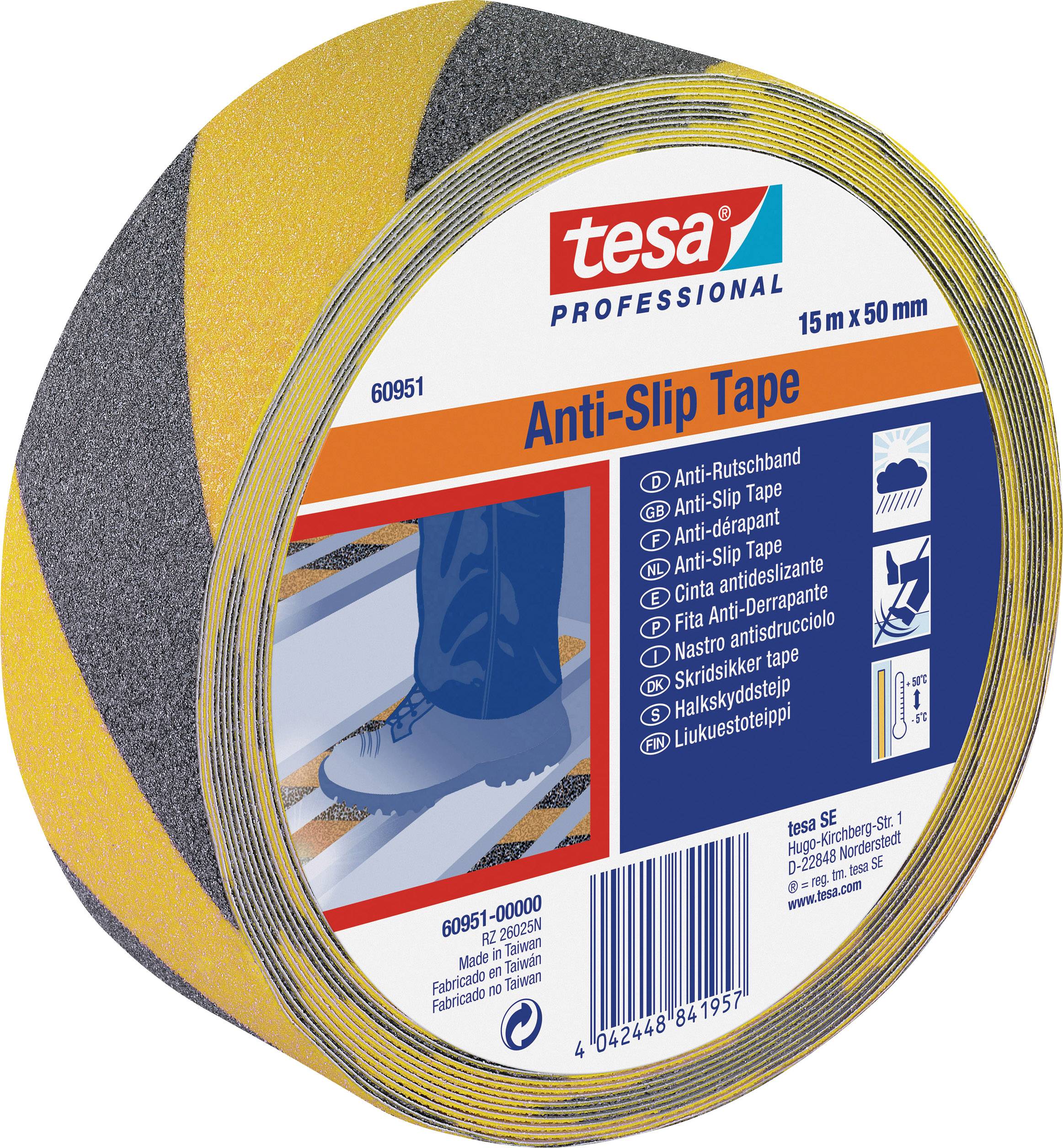 Anti-Rutschband von tesa, 15 m x 50 mm, auf Rolle. Geeignet zur Verhinderung von Ausrutschen auf glatten Oberflächen.