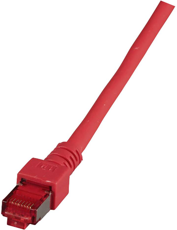 EFB Elektronik K5512.0,5 RJ45 Netzwerkkabel, Patchkabel CAT 6 S/FTP 0.50 m Rot Flammwidrig, Halogenfrei, mit Rastnasenschutz, vergoldete
