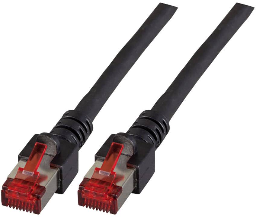 EFB Elektronik K5515.0,15 RJ45 Netzwerkkabel, Patchkabel CAT 6 S/FTP 15.00 cm Schwarz Flammwidrig, Halogenfrei, mit Rastnasenschutz, vergoldete