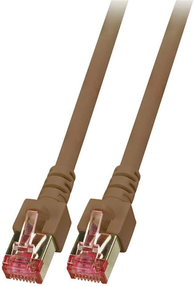 EFB Elektronik K5517.0,15 RJ45 Patchkabel CAT 6 S/FTP 15.00 cm Braun Flammwidrig, Halogenfrei, mit Rastnasenschutz, vergoldete Steckkontakte 1 St