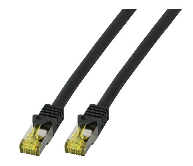 RJ45 Patchkabel Cat.6A S/FTP LSZH -- Cat.7 Rohkabel schwarz 10m