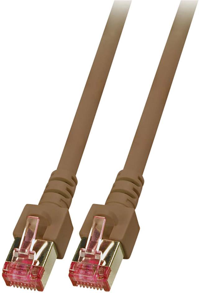 EFB Elektronik K5517.5 RJ45 Netzwerkkabel, Patchkabel CAT 6 S/FTP 5.00 m Braun Flammwidrig, Halogenfrei, mit Rastnasenschutz, vergoldete