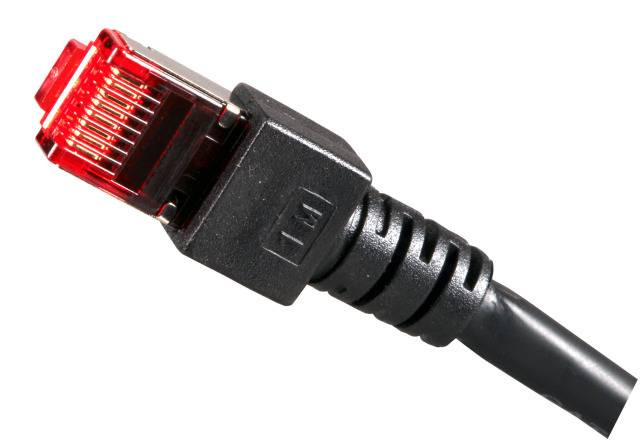 EFB Elektronik K5515.0,15 RJ45 Netzwerkkabel, Patchkabel CAT 6 S/FTP 15.00 cm Schwarz Flammwidrig, Halogenfrei, mit Rastnasenschutz, vergoldete