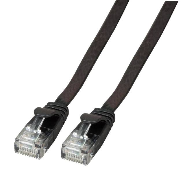 EFB Elektronik K8107SW.0,5 RJ45 Patchkabel CAT 6a U/UTP 0.50 m Schwarz hochflexibel, Flammwidrig, Halogenfrei, mit Rastnasenschutz, vergoldete