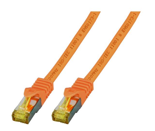 EFB Elektronik MK7001.1O RJ45 Netzwerkkabel, Patchkabel CAT 6a (Rohkabel CAT 7) S/FTP 1.00 m Orange Flammwidrig, Halogenfrei, mit Rastnasenschutz