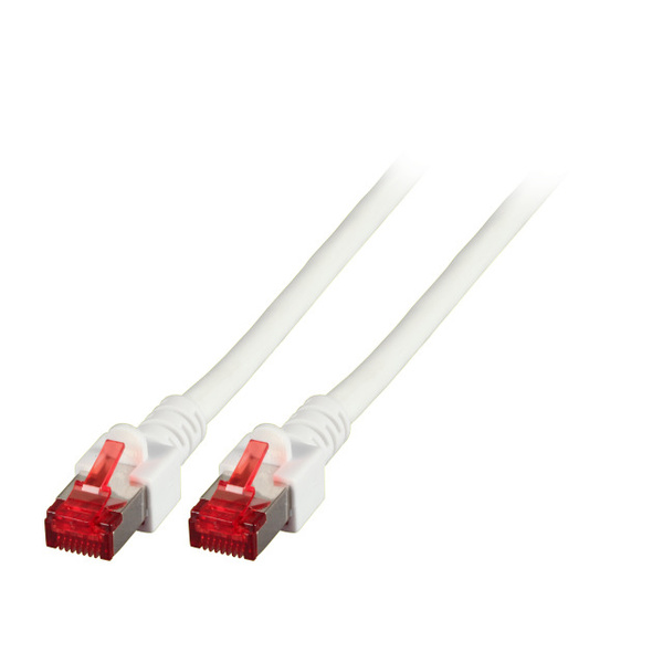 EFB Elektronik K5518.1 RJ45 Câble réseau, câble patch CAT 6 S/FTP 1.00 m blanc ignifuge, sans halogène, avec cliquet