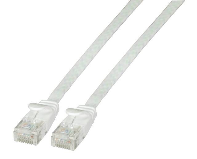 RJ45 Flachpatchkabel Cat.6A U/UTP PVC -- weiß 1m Kupferverkabelung