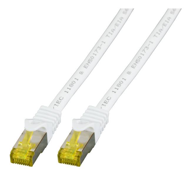 RJ45 Patchkabel Cat.6A S/FTP LSZH -- Cat.7 Rohkabel weiß 30m