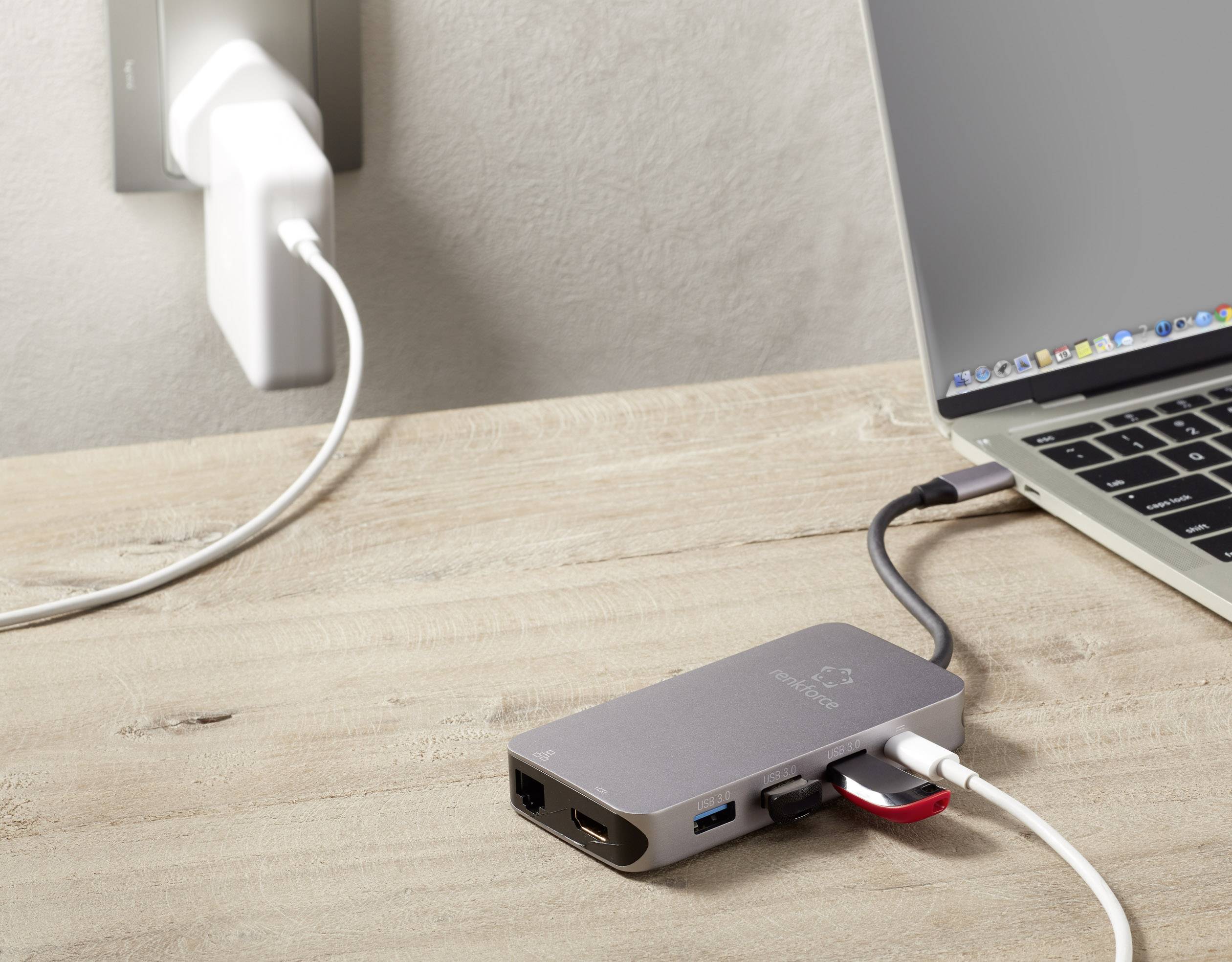 Renkforce 29039c277 USB-C® Notebook Dockingstation Passend für Marke (Notebook Dockingstations): Universal, Apple  inkl. Ladefunktion