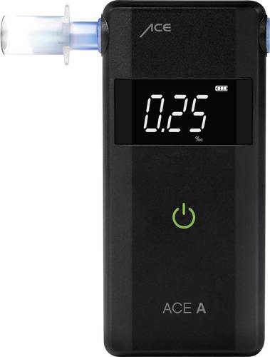 ACE A Alkoholtester Schwarz 0 bis 4 ‰ Verschiedene Einheiten anzeigbar, Alarm, inkl. Display, Coun
