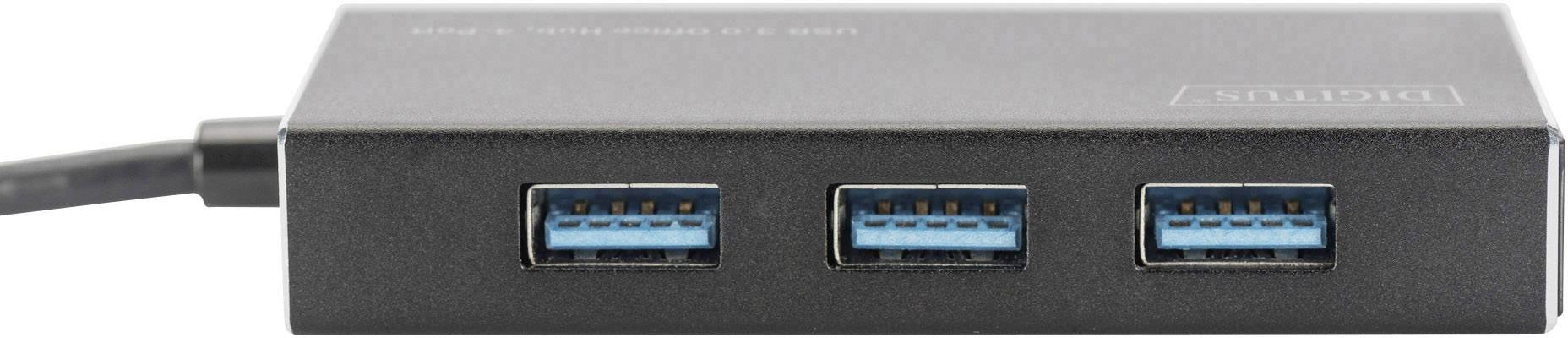 USB-Hub mit drei blauen USB-Anschlüssen, geeignet zur Erweiterung von USB-Schnittstellen an Computern und anderen Geräten.