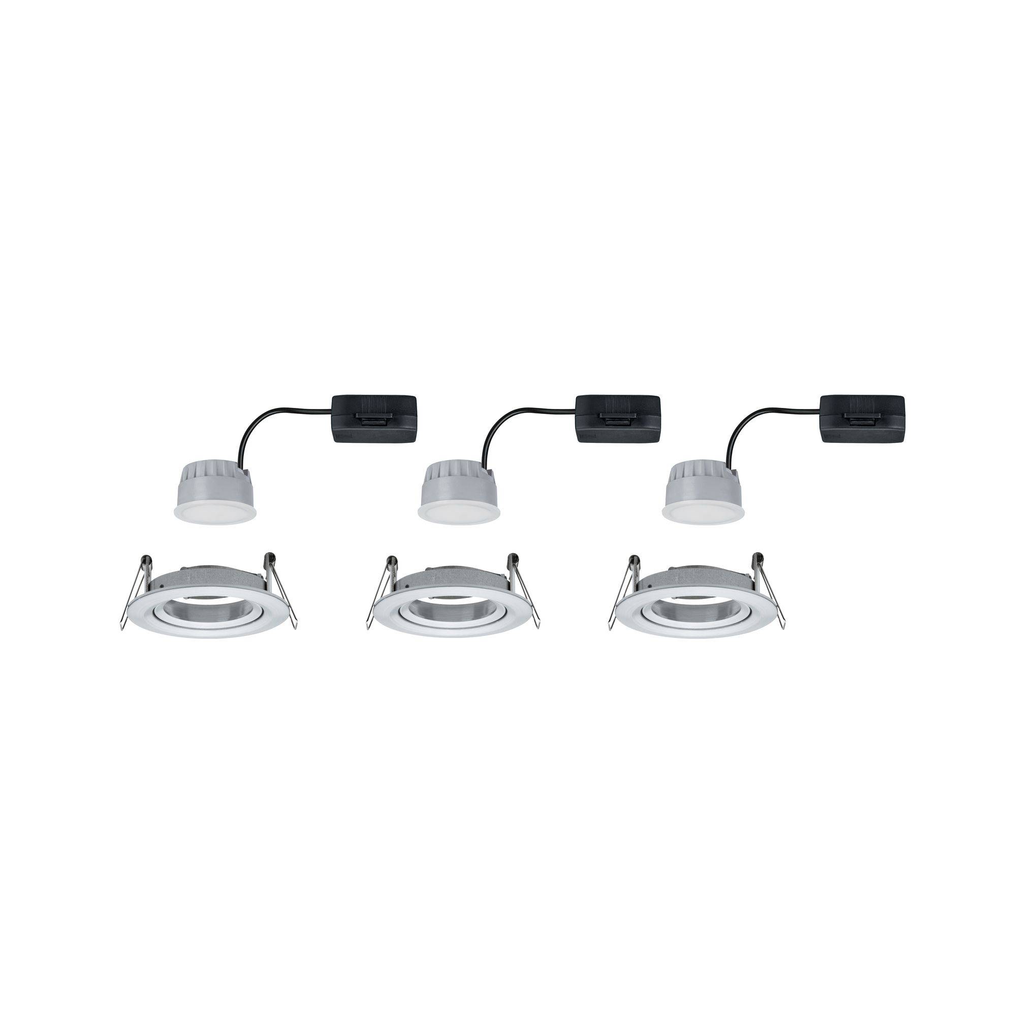 Paulmann 93487 Nova Einbauleuchte 3er Set LED LED 18W Aluminium (gedreht)