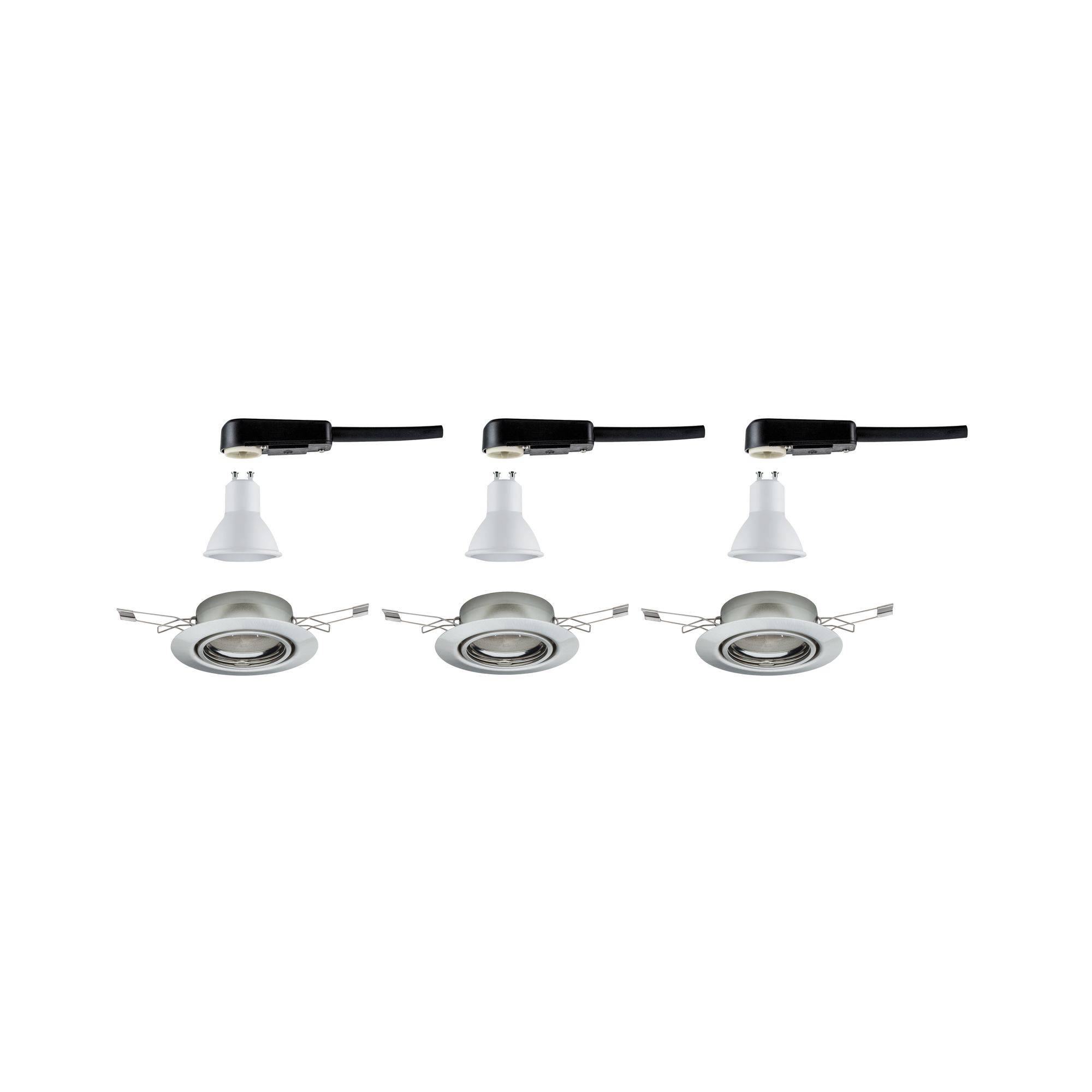 Paulmann 93420 Base Einbauleuchte 3er Set LED GU10 15W Edelstahl (gebürstet)