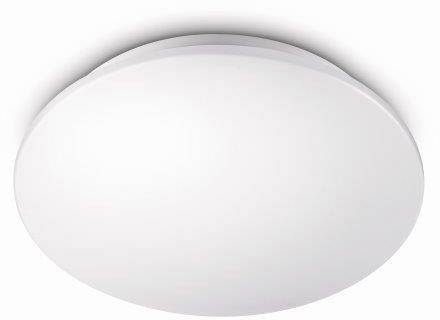 Weiße runde LED-Deckenleuchte mit glatter Oberfläche, passend für moderne Innenräume.