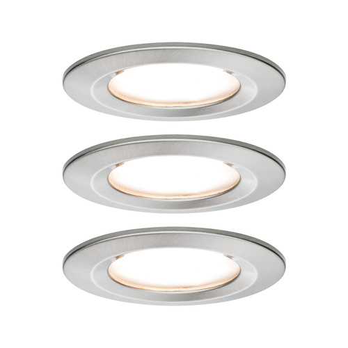 Paulmann Nova Spot encastrable pour salle de bains jeu de 3 LED LED 18 W IP44 fer (brossé)