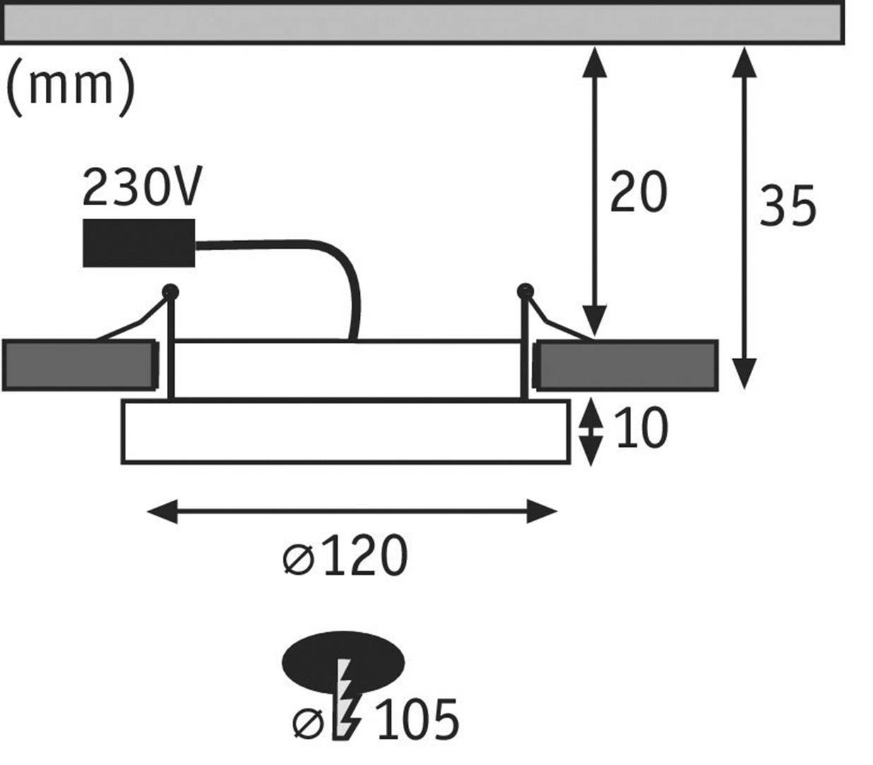 Paulmann 92947 Areo LED-Einbaupanel LED LED fest eingebaut 8 W Nickel (matt)
