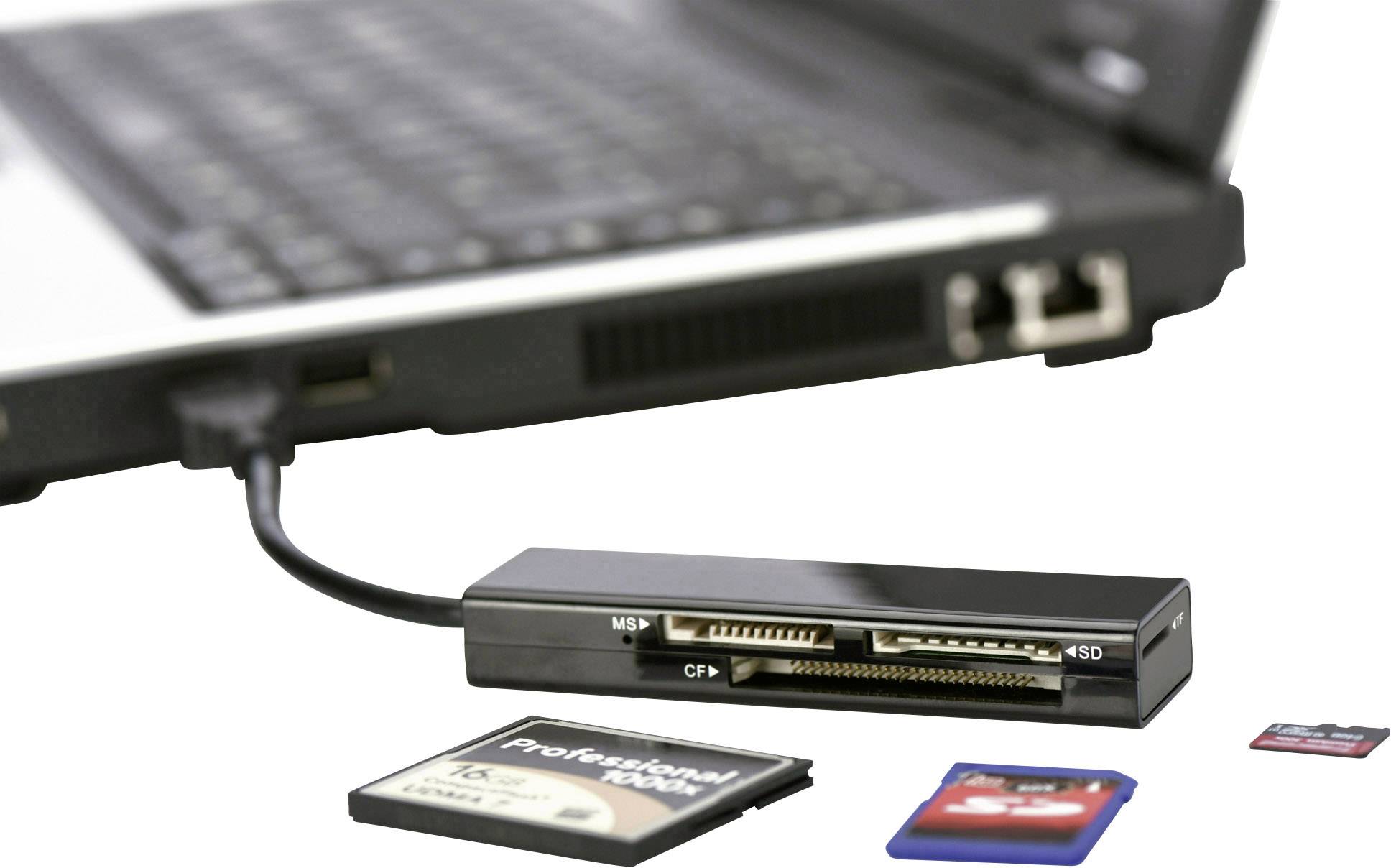 ednet Externer Speicherkartenleser USB 2.0 Schwarz