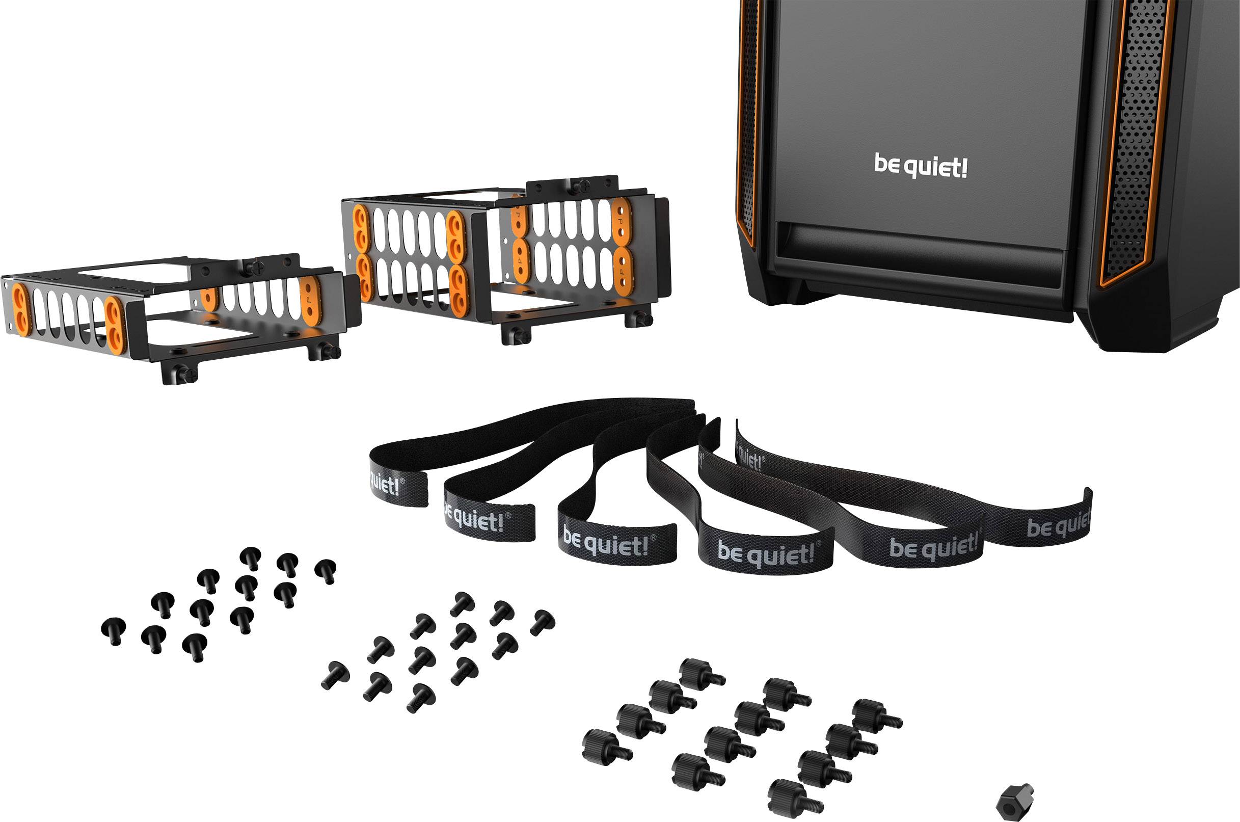 BeQuiet Silent Base 601 Midi-Tower PC-Gehäuse Orange, Schwarz 2 vorinstallierte Lüfter, gedämmt, Staubfilter, Seitenfenster