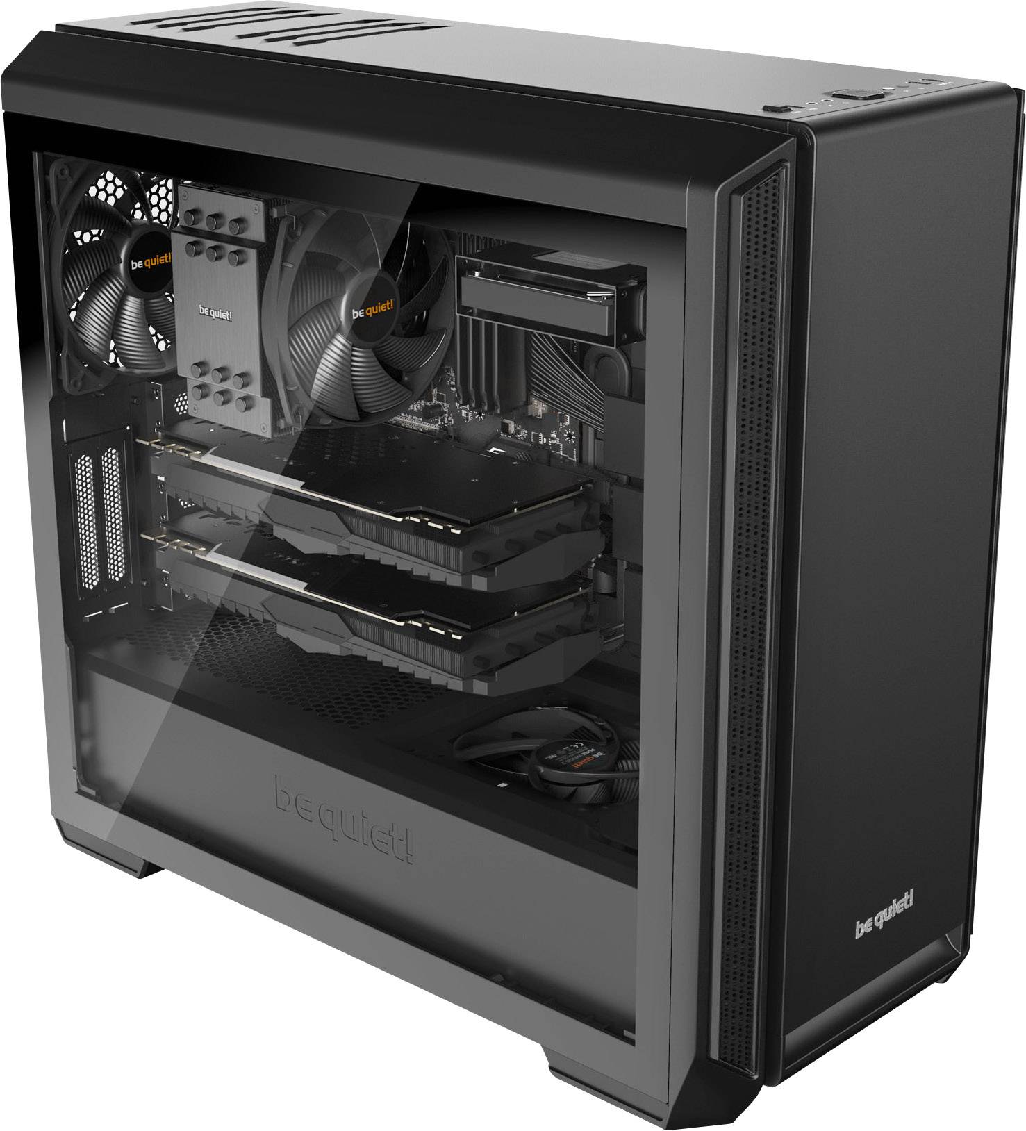 BeQuiet Silent Base 601 Midi-Tower PC-Gehäuse Schwarz 2 vorinstallierte Lüfter, gedämmt, Staubfilter, Seitenfenster