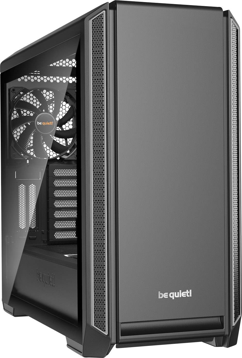 BeQuiet Silent Base 601 Midi-Tower PC-Gehäuse Silber, Schwarz 2 vorinstallierte Lüfter, gedämmt, Staubfilter, Seitenfenster